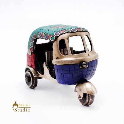 Brass Antique Finish Indian Auto Rickshaw Replica show pieces for Home Décor items for Living Room by vendor-unknown - Decor (View 6)