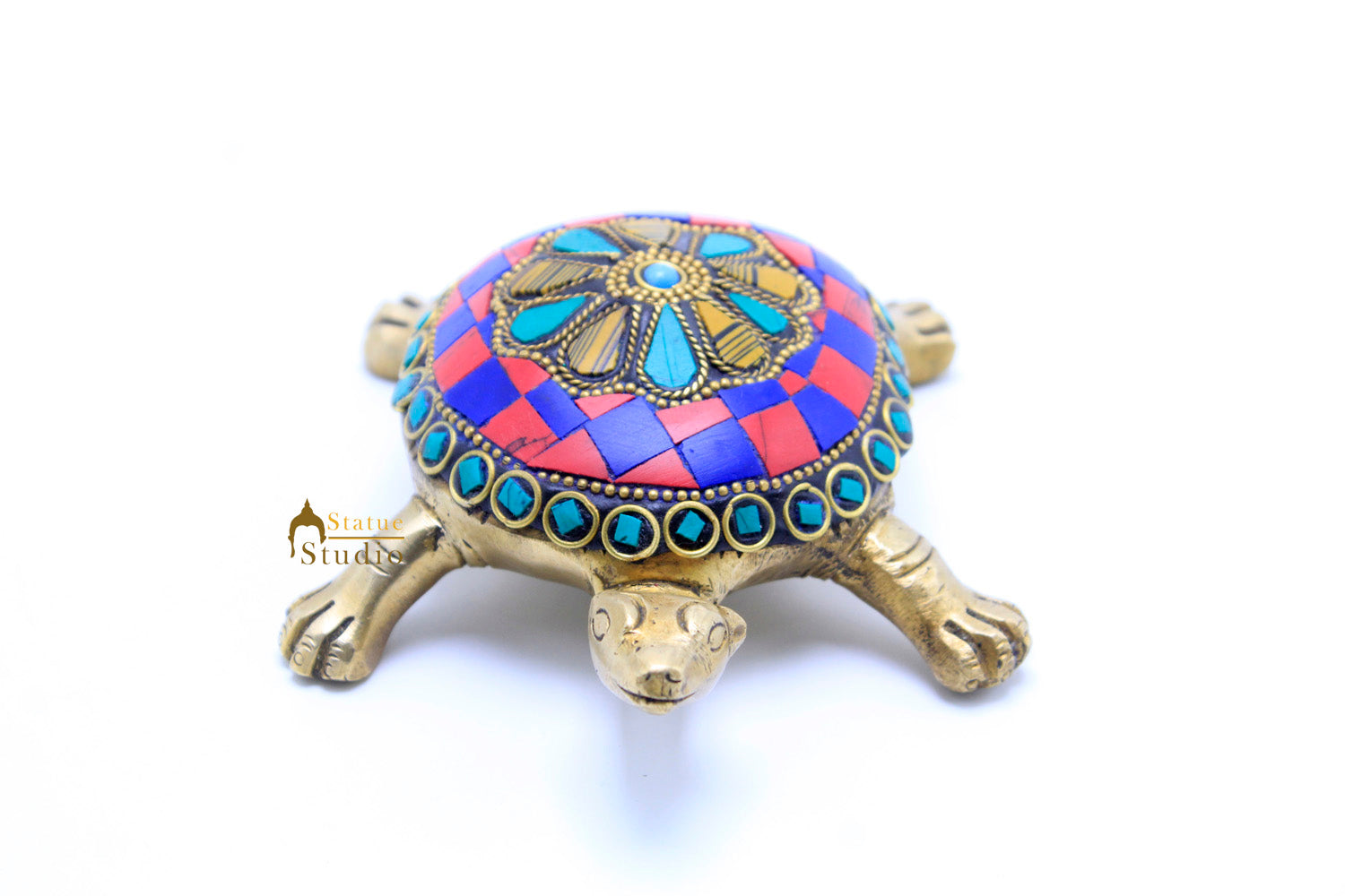 Brass Feng Shui Vastu Home Office Desk Table Decor Turtle Statue Lucky Corporate Gift Idol Showpiece - Eco-friendly - Sama Homes