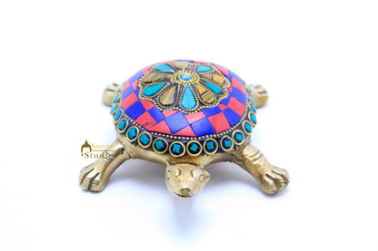 Brass Feng Shui Vastu Home Office Desk Table Decor Turtle Statue Lucky Corporate Gift Idol Showpiece by vendor-unknown - Decor