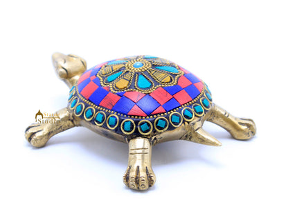 Brass Feng Shui Vastu Home Office Desk Table Decor Turtle Statue Lucky Corporate Gift Idol Showpiece by vendor-unknown - Decor (View 3)