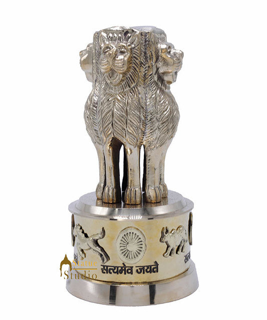 StatueStudio Brass Decorative Ashoka Stambh Emblem India Ashok Chakra Pillar Memento Sculpture Home Office Desk Artwork Showpiece 6.5"