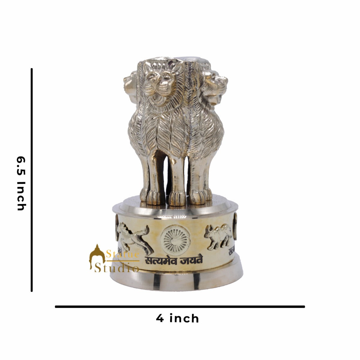 StatueStudio Brass Decorative Ashoka Stambh Emblem India Ashok Chakra Pillar Memento Sculpture Home Office Desk Artwork Showpiece 6.5" - Image 5