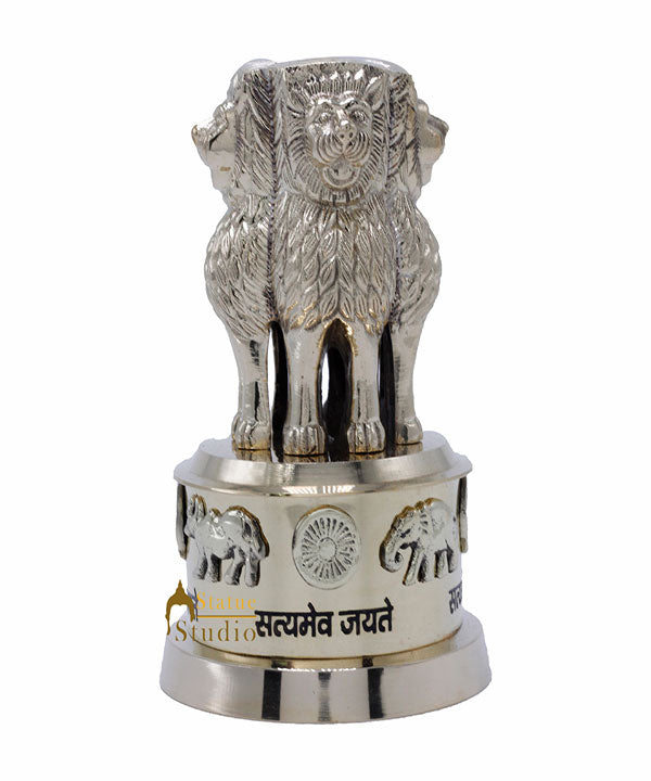 StatueStudio Brass Decorative Ashoka Stambh Emblem India Ashok Chakra Pillar Memento Sculpture Home Office Desk Artwork Showpiece 5.5"