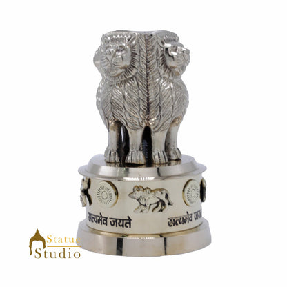 StatueStudio Brass Decorative Ashoka Stambh Emblem India Ashok Chakra Pillar Memento Sculpture Home Office Desk Artwork Showpiece 5" by vendor-unknown - Decor (View 3)