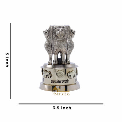 StatueStudio Brass Decorative Ashoka Stambh Emblem India Ashok Chakra Pillar Memento Sculpture Home Office Desk Artwork Showpiece 5" by vendor-unknown - Decor (View 5)