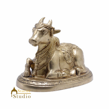 Brass Nandi Idol Home Decor Statue Lucky Gift Showpiece 4.6" by vendor-unknown - Spiritual (View 3)