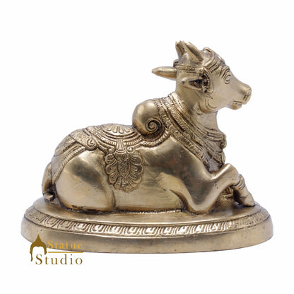 Brass Nandi Idol Home Decor Statue Lucky Gift Showpiece 4.6" by vendor-unknown - Spiritual (View 4)