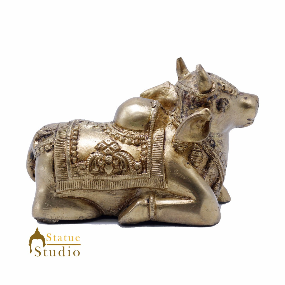 Brass Nandi Murti Home Temple Pooja Decor Idol Gift Showpiece 4" - Image 4