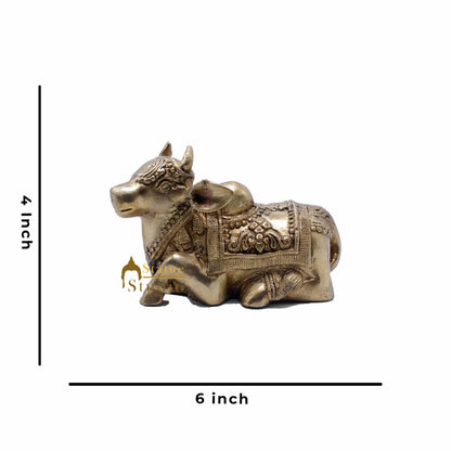 Brass Nandi Murti Home Temple Pooja Decor Idol Gift Showpiece 4" by vendor-unknown - Spiritual (View 5)