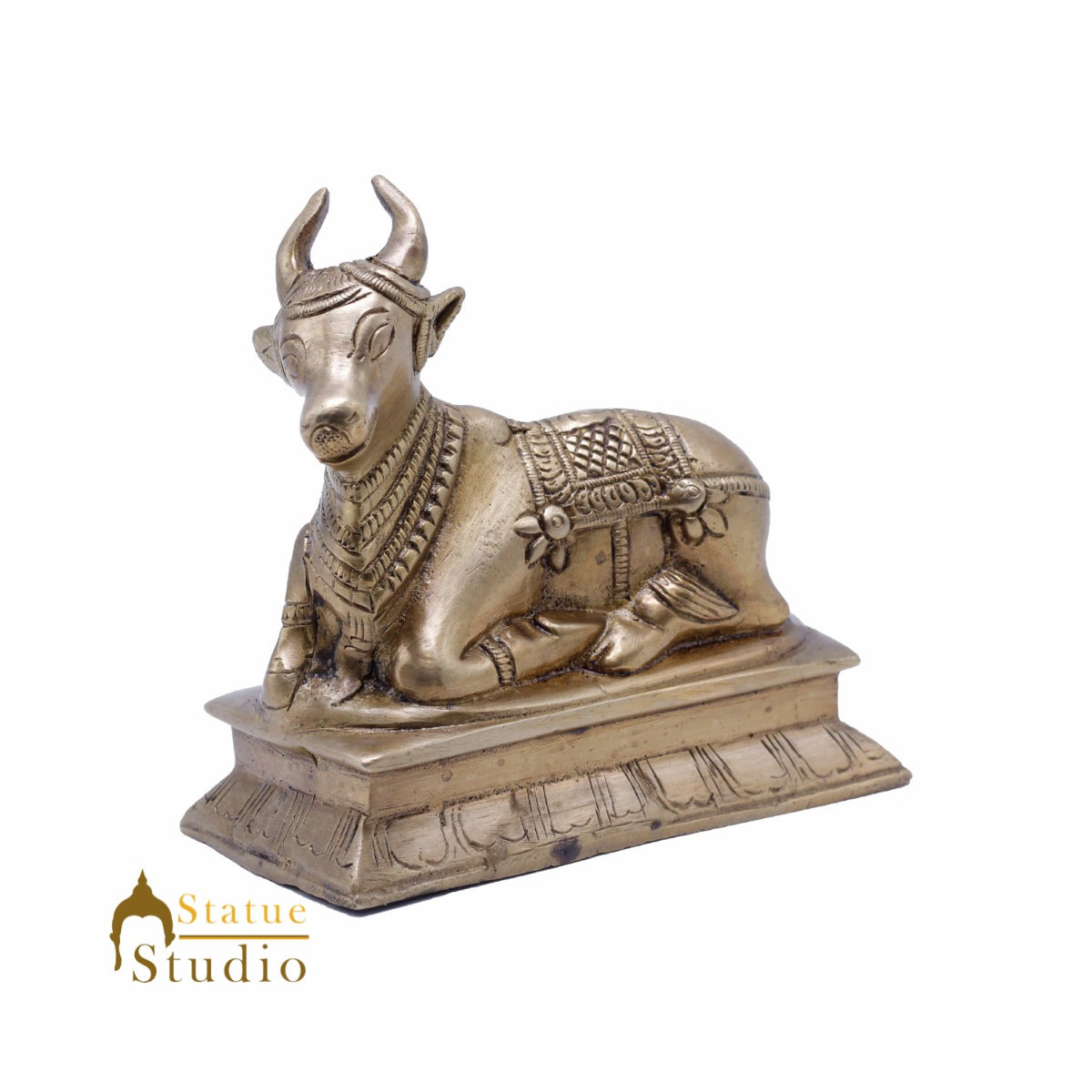 Brass Holy Nandi Idol For Home Temple Pooja Decor Lucky Gift Showpiece 5"