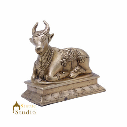 Brass Holy Nandi Idol For Home Temple Pooja Decor Lucky Gift Showpiece 5" by vendor-unknown - Spiritual (View 3)