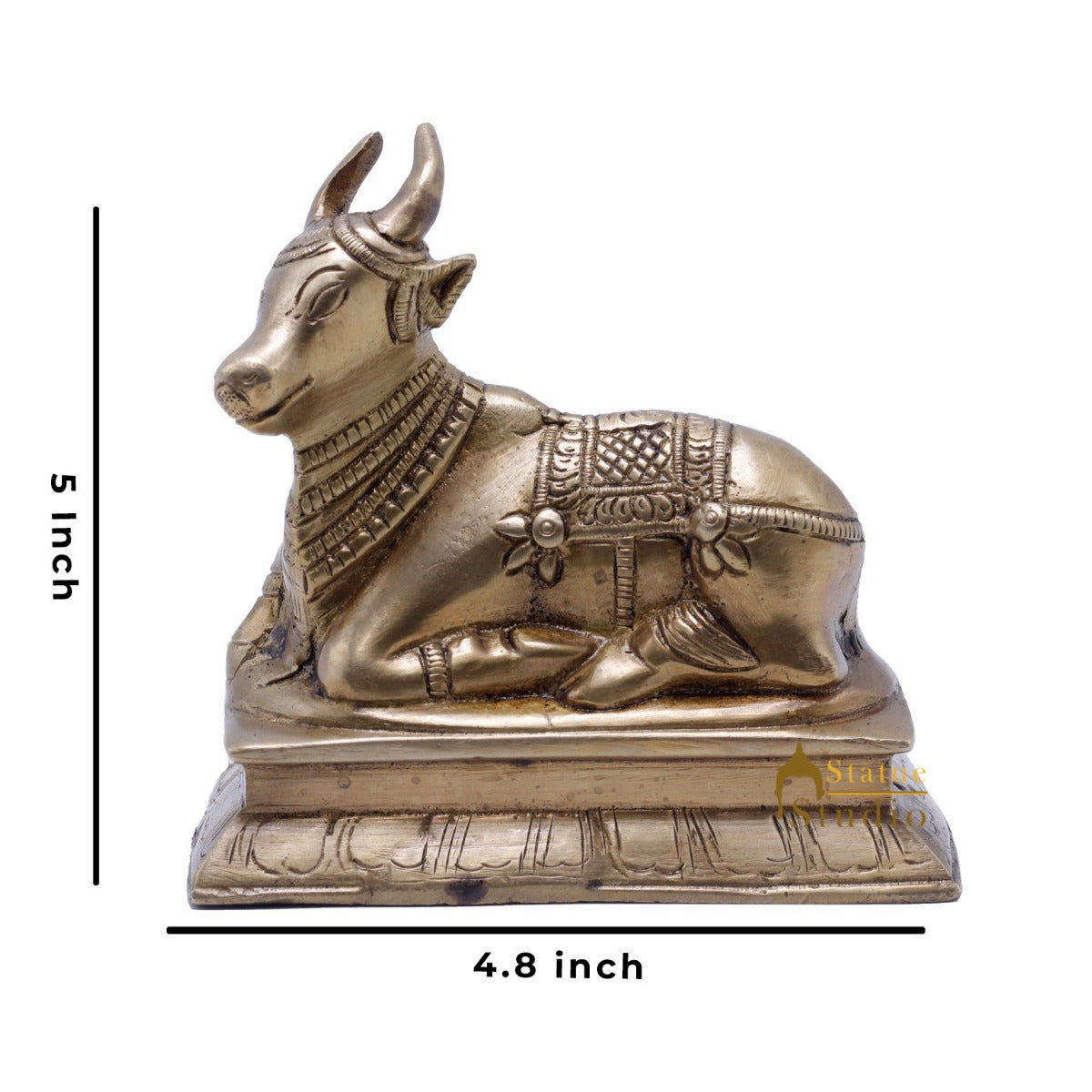 Brass Holy Nandi Idol For Home Temple Pooja Decor Lucky Gift Showpiece 5"