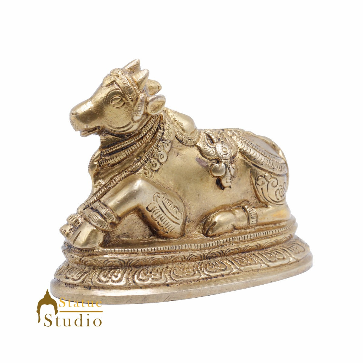 Brass Nandi Murti For Home Temple Pooja Decor Idol Lucky Gift Showpiece 3.5" - Image 3