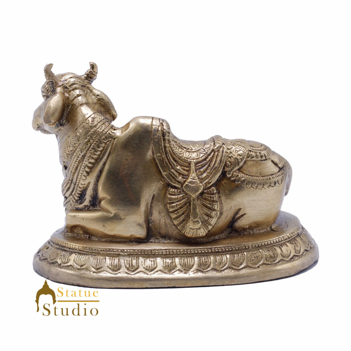 Brass Nandi Statue Home Temple Pooja Decor Idol Lucky Gift Showpiece 4.5"