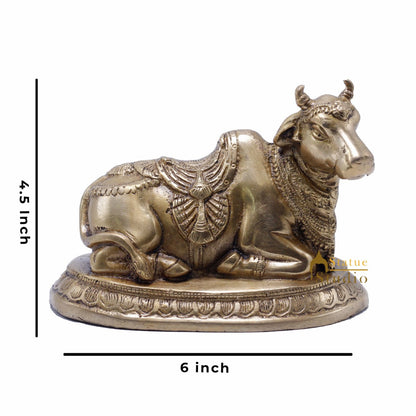 Brass Nandi Statue Home Temple Pooja Decor Idol Lucky Gift Showpiece 4.5" by vendor-unknown - Spiritual (View 5)