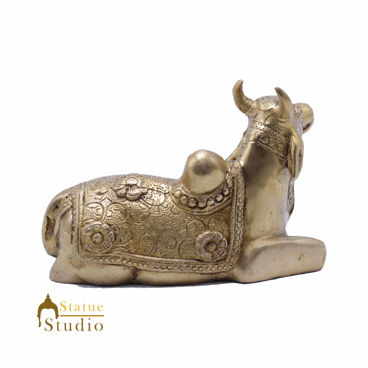 StatueStudio Indian Brass Holy Nandi Murti Home Temple Pooja Decor Idol Shiv Parvati Vehicle Statue Lucky Gift Showpiece 5" - Image 4