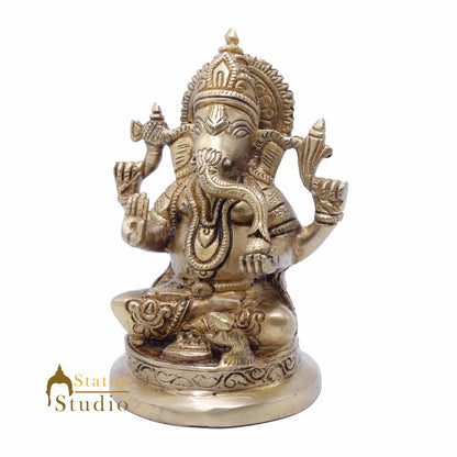StatueStudio Brass Ganesha Idols For Home Decor Office Temple Decorative Murti Ganpati Statue Gift Showpiece 6" by vendor-unknown - Hindu Gods (View 4)