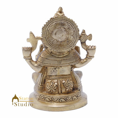 StatueStudio Brass Ganesha Idols For Home Decor Office Temple Decorative Murti Ganpati Statue Gift Showpiece 6" by vendor-unknown - Hindu Gods (View 5)