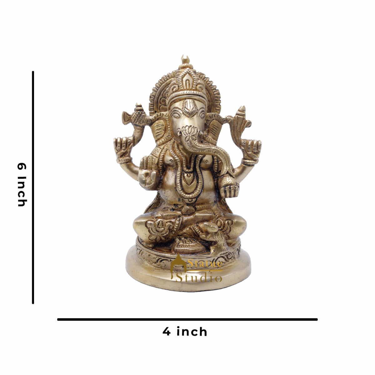 StatueStudio Brass Ganesha Idols For Home Decor Office Temple Decorative Murti Ganpati Statue Gift Showpiece 6" - Image 6