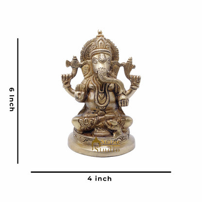 StatueStudio Brass Ganesha Idols For Home Decor Office Temple Decorative Murti Ganpati Statue Gift Showpiece 6" by vendor-unknown - Hindu Gods (View 6)