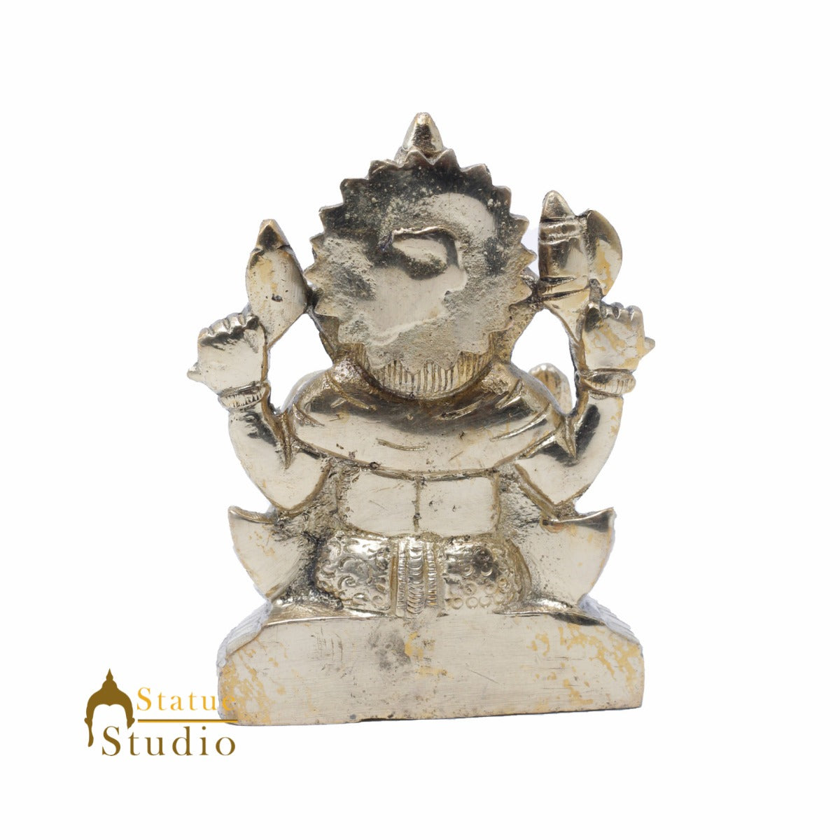 StatueStudio Brass Small Ganesha Idols For Home Decor Office Temple Decorative Murti Ganpati Statue Gift Showpiece 4"