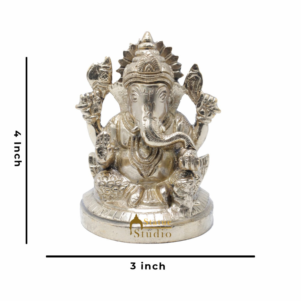 StatueStudio Brass Small Ganesha Idols For Home Decor Office Temple Decorative Murti Ganpati Statue Gift Showpiece 4" - Image 6