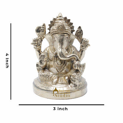 StatueStudio Brass Small Ganesha Idols For Home Decor Office Temple Decorative Murti Ganpati Statue Gift Showpiece 4" by vendor-unknown - Hindu Gods (View 6)