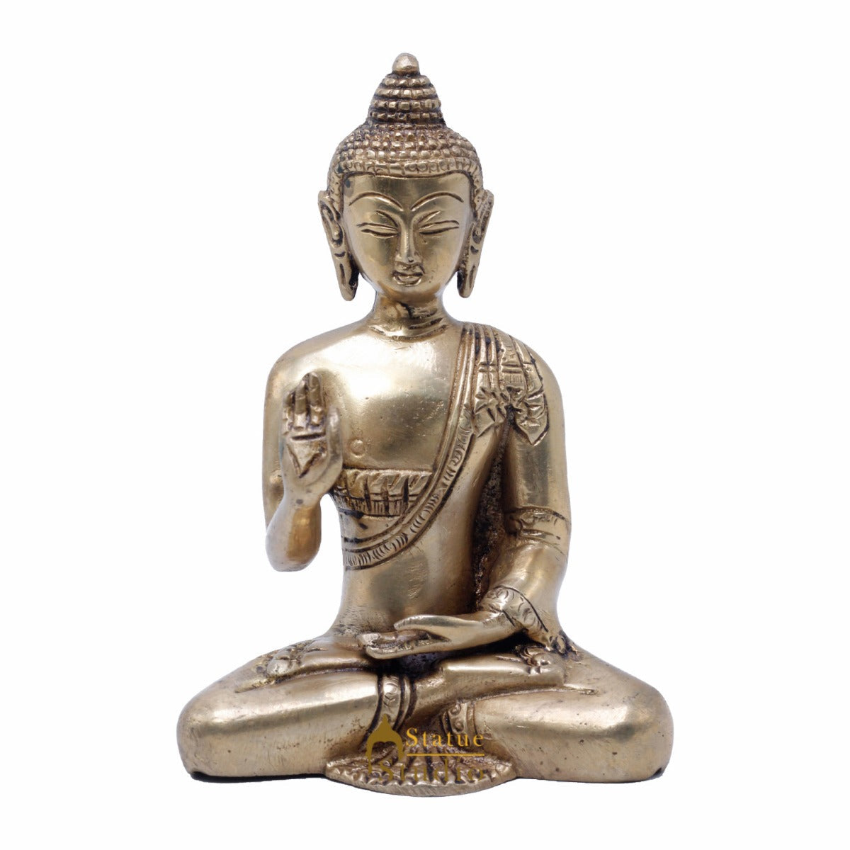 Brass Blessing Buddha Statue For Home Decor Idol Gift Showpiece 6" - Image 3