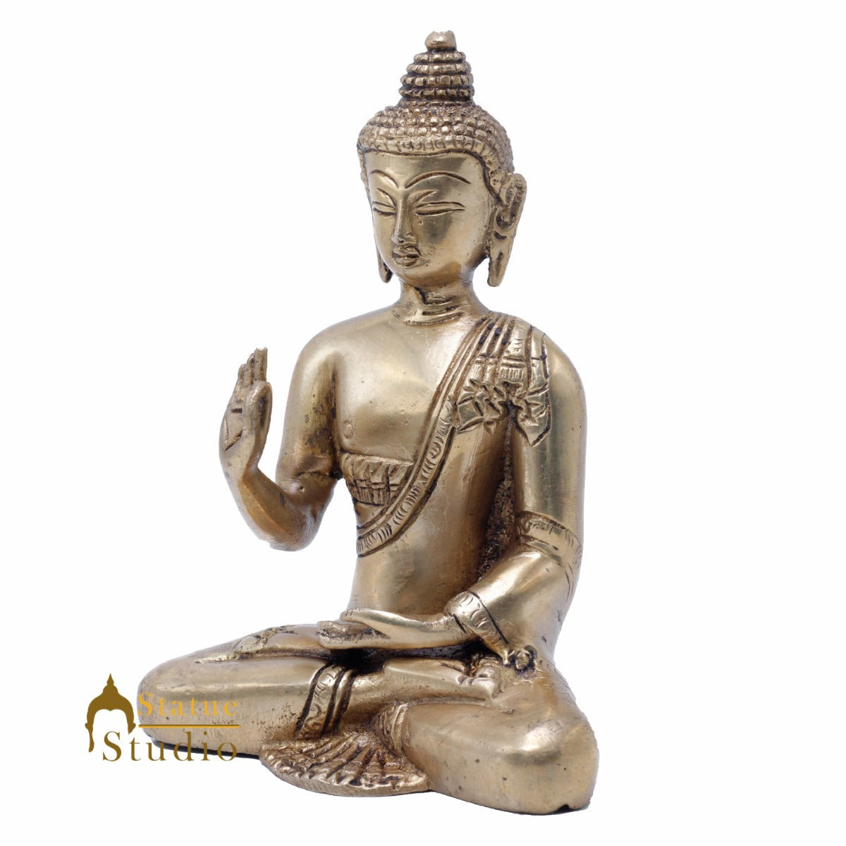 Brass Blessing Buddha Statue For Home Decor Idol Gift Showpiece 6" - Image 4