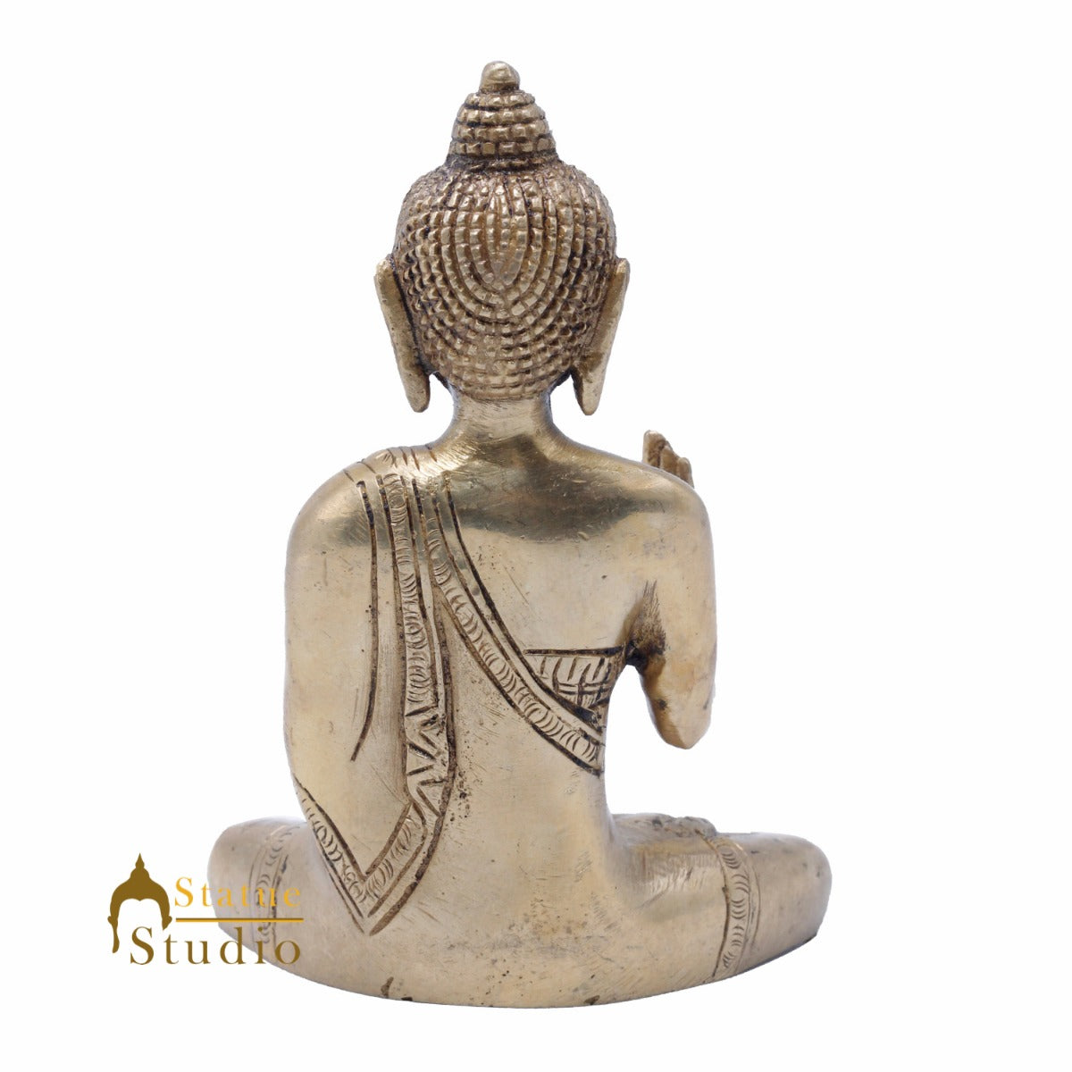 Brass Blessing Buddha Statue For Home Decor Idol Gift Showpiece 6" - Image 5