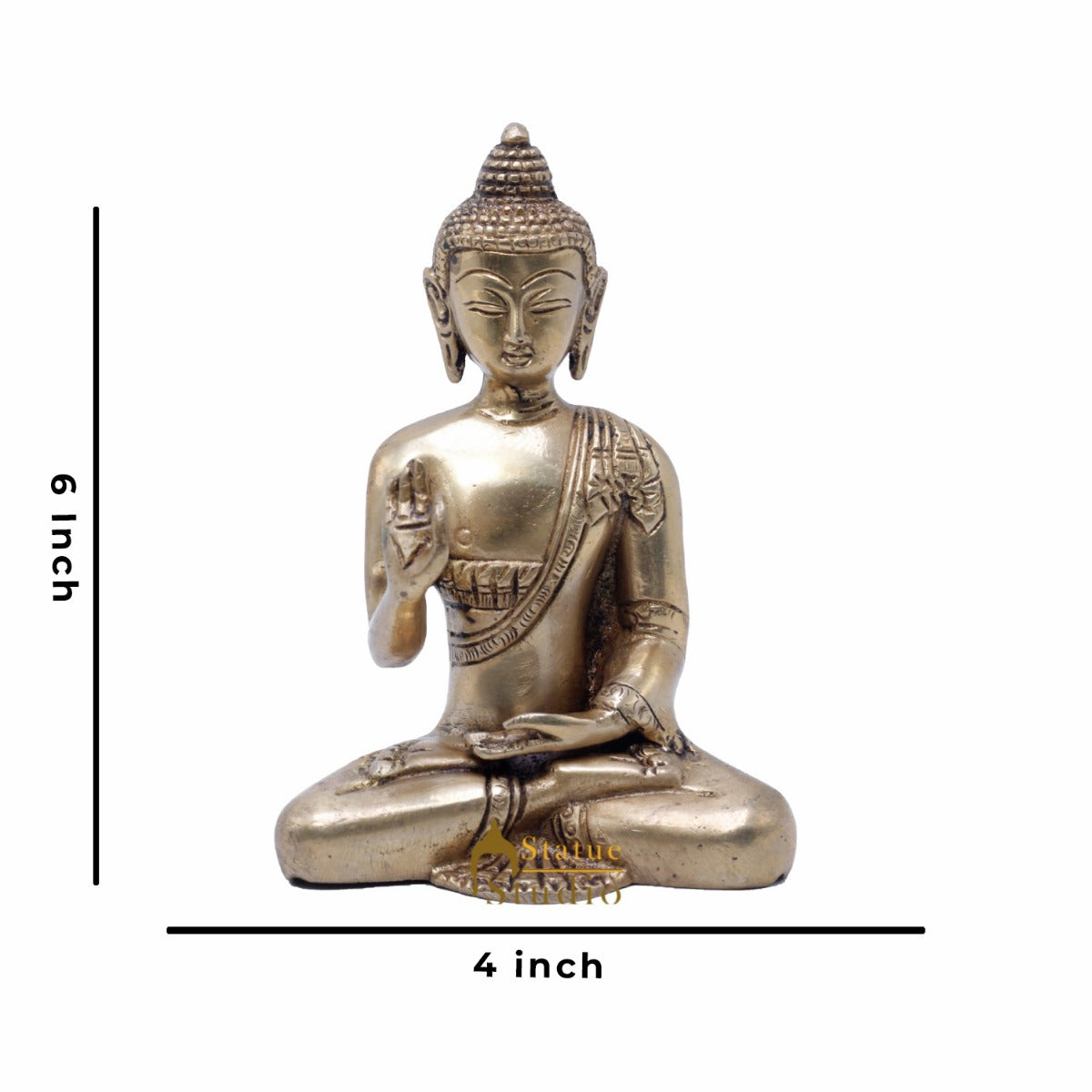 Brass Blessing Buddha Statue For Home Decor Idol Gift Showpiece 6"