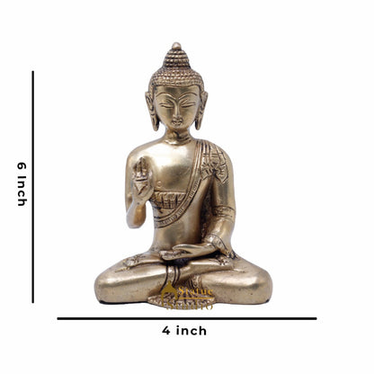 Brass Blessing Buddha Statue For Home Decor Idol Gift Showpiece 6" by vendor-unknown - Buddha (View 6)