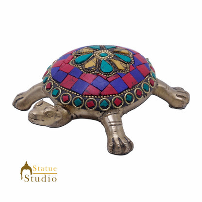 StatueStudio Brass Feng Shui Vastu Home Office Desk Table Decor Turtle Statue Lucky Corporate Gift Idol Showpiece by vendor-unknown - Decor (View 3)