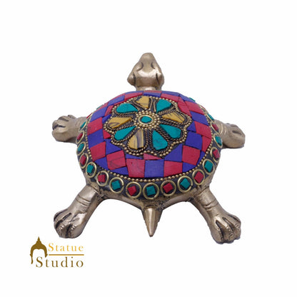 StatueStudio Brass Feng Shui Vastu Home Office Desk Table Decor Turtle Statue Lucky Corporate Gift Idol Showpiece by vendor-unknown - Decor (View 4)