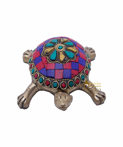 StatueStudio Brass Feng Shui Vastu Home Office Desk Table Decor Turtle Statue Lucky Corporate Gift Idol Showpiece by vendor-unknown - Decor