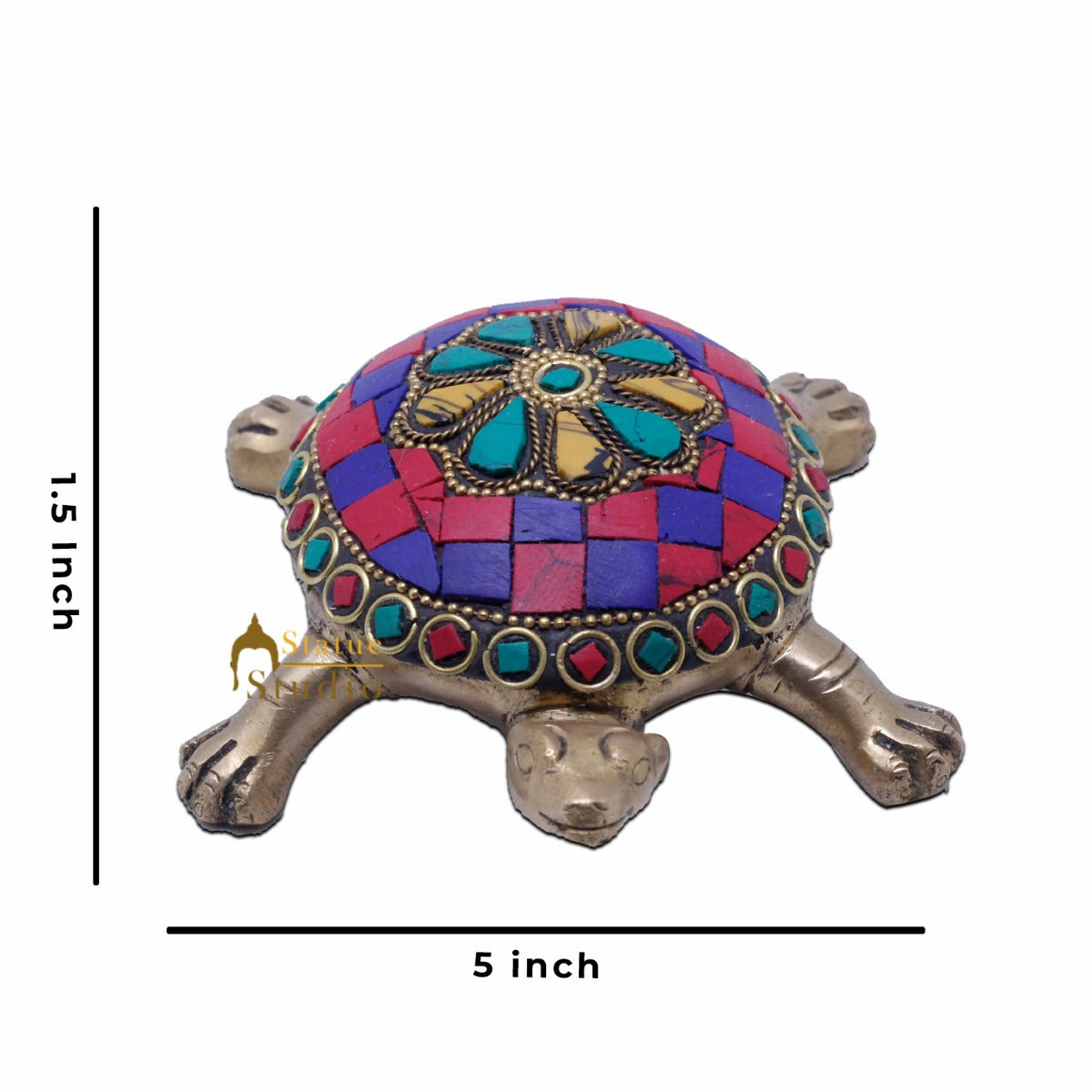 StatueStudio Brass Feng Shui Vastu Home Office Desk Table Decor Turtle Statue Lucky Corporate Gift Idol Showpiece
