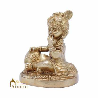StatueStudio Brass Small Laddoo Gopal Bal Krishna Murti Idol For Home Décor Temple Pooja Puja Statue Showpiece 3" by vendor-unknown - Hindu Gods (View 4)