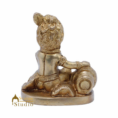 StatueStudio Brass Small Laddoo Gopal Bal Krishna Murti Idol For Home Décor Temple Pooja Puja Statue Showpiece 3" by vendor-unknown - Hindu Gods (View 5)