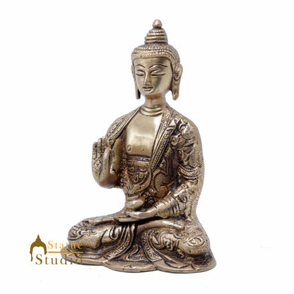 StatueStudio Brass Blessing Buddha Statues For Home Decor Office Desk Living Room Garden Decorative Idol Gift Showpiece 6" by vendor-unknown - Buddha (View 3)