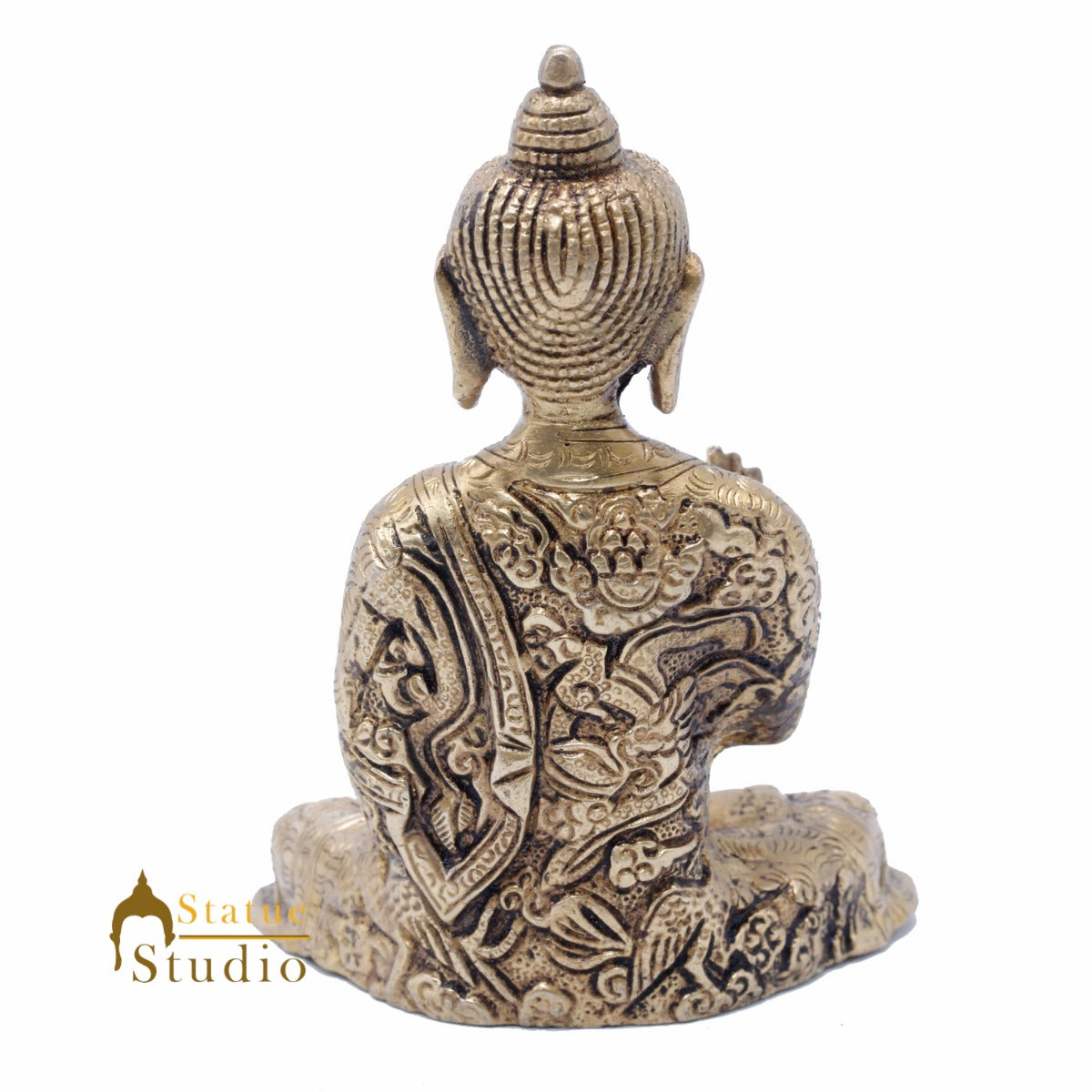 StatueStudio Brass Blessing Buddha Statues For Home Decor Office Desk Living Room Garden Decorative Idol Gift Showpiece 6"
