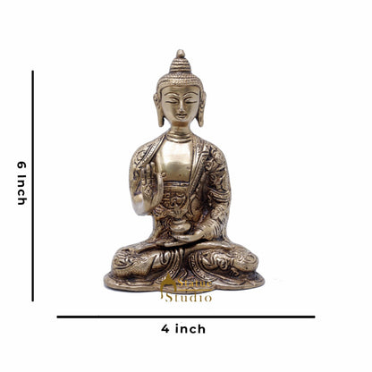 StatueStudio Brass Blessing Buddha Statues For Home Decor Office Desk Living Room Garden Decorative Idol Gift Showpiece 6" by vendor-unknown - Buddha (View 6)