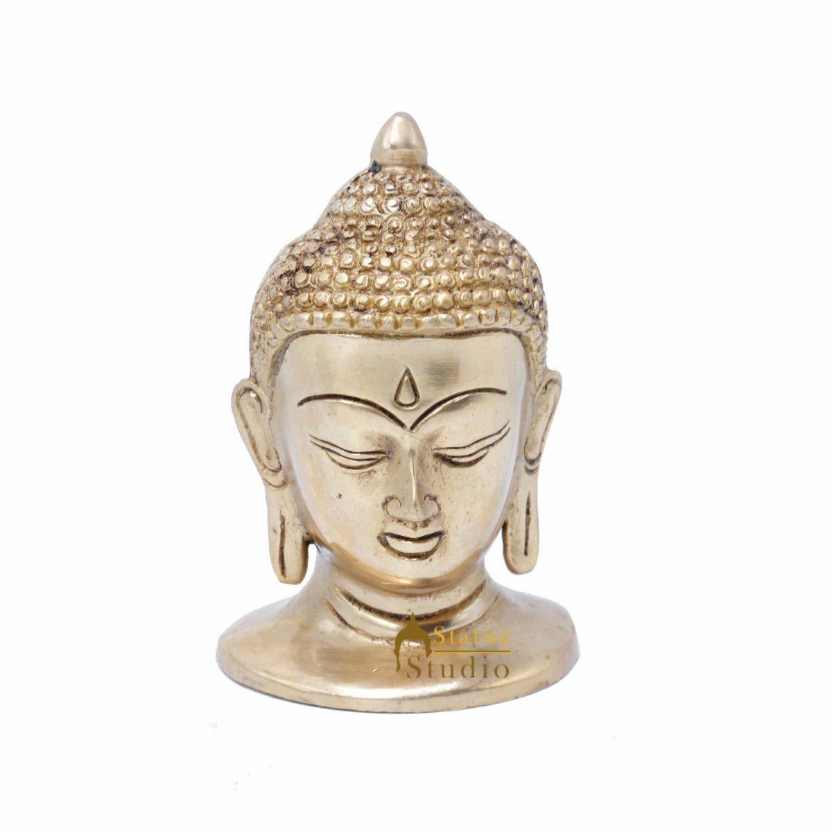 Brass Buddha Head Idol For Home Decor Office Desk Gift Showpiece 5"