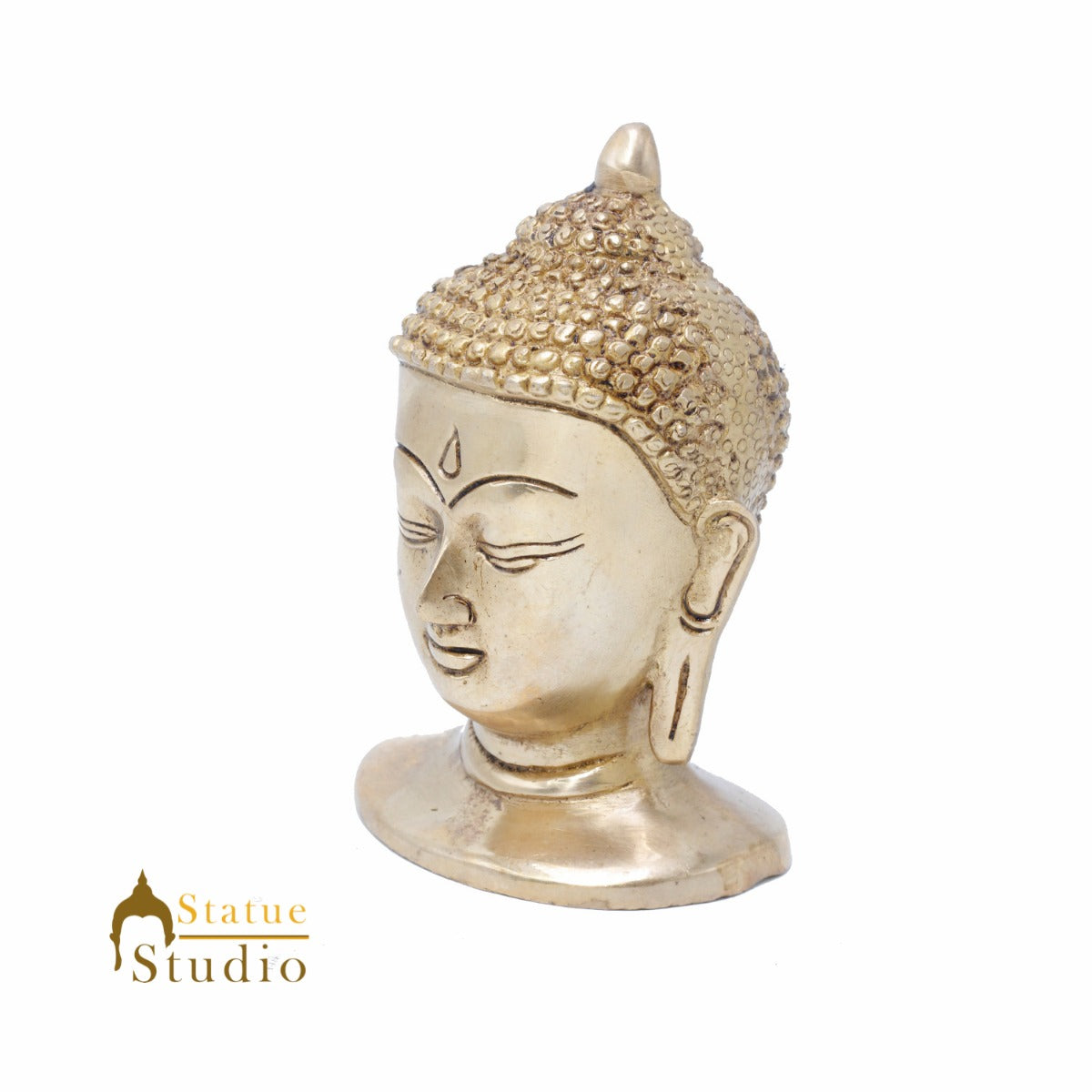 Brass Buddha Head Idol For Home Decor Office Desk Gift Showpiece 5" - Image 4