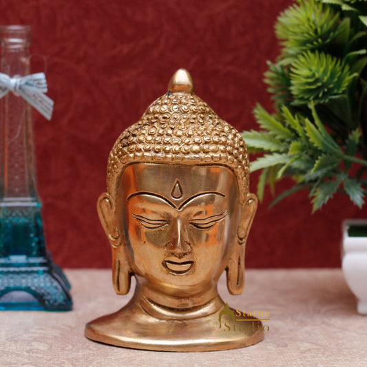 Brass Buddha Head Idol For Home Decor Office Desk Gift Showpiece 5"