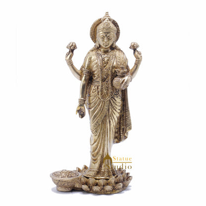 Brass Standing Laxmi Idol 9.5" for Home Decor by StatueStudio by StatueStudio - Hindu Gods (View 3)