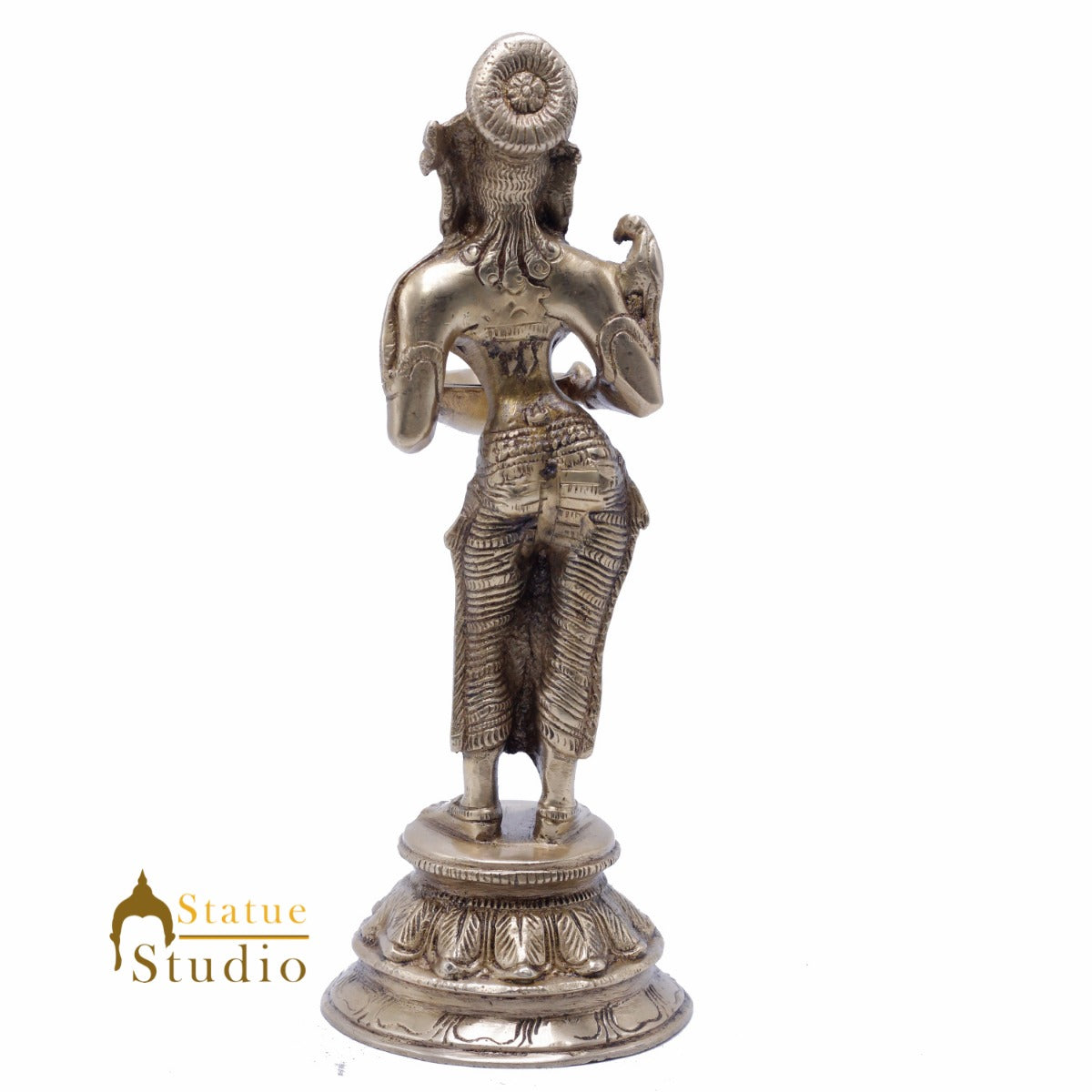 Brass Standing Deeplakshmi Idol 9" for Home Decor by StatueStudio