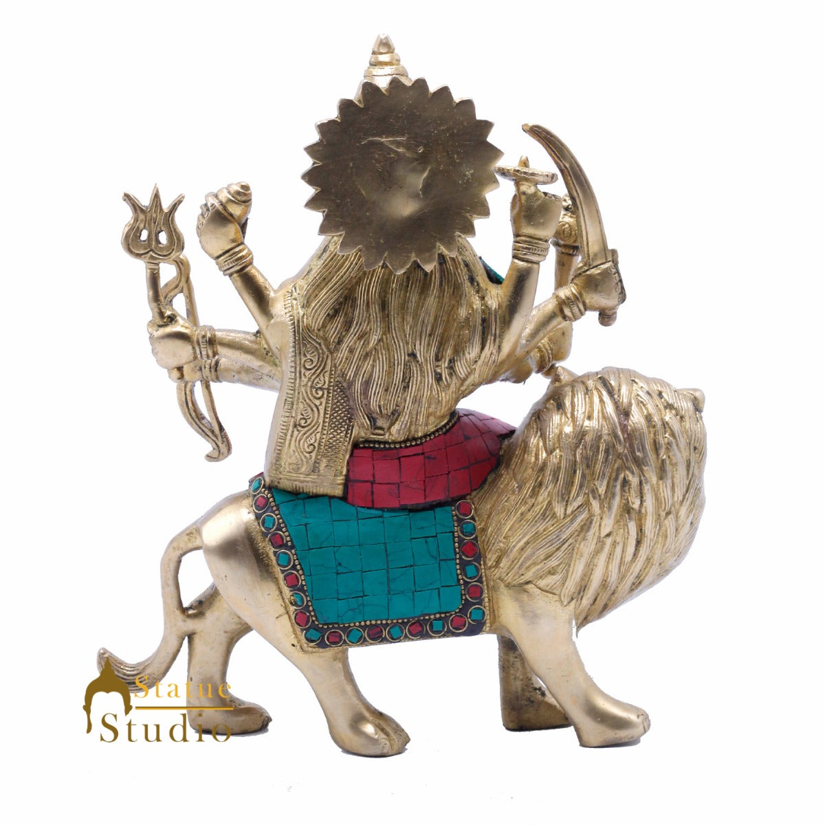 StatueStudio Brass Durga Murti Idols For Pooja Temple Puja Home Office Lucky Décor Gift Showpiece Statue Idol 10"