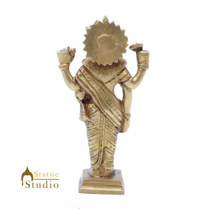 StatueStudio Brass Physician Of Gods Lord Dhanvantari Idol For Home Office Desk Temple Pooja Puja Décor Feng Shui Vastu Decorative Statue Showpiece 6" by vendor-unknown - Hindu Gods (View 5)