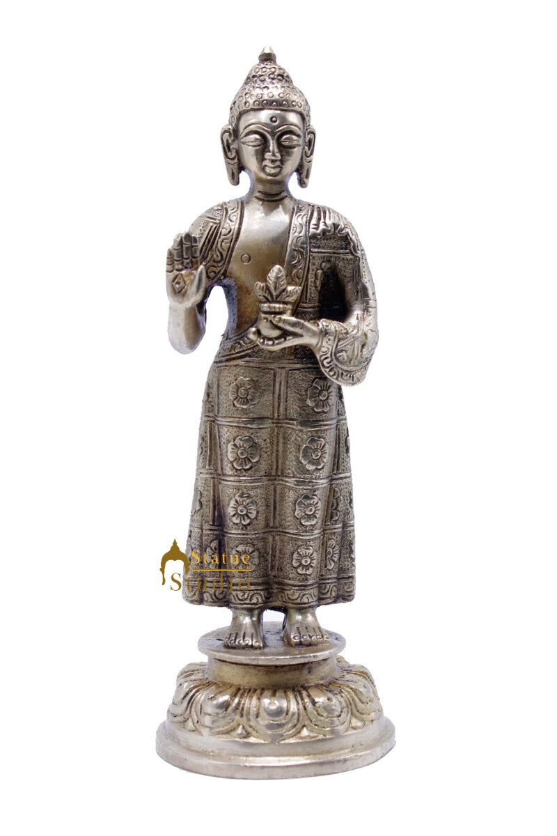 Brass Standing Buddha Statues For Home Decor Office Desk Idol Gift Showpiece 8"