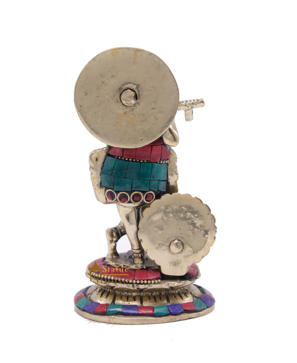 Brass Standing Krishna Idol For Home Temple Religious Décor Lucky Gift Statue 6"